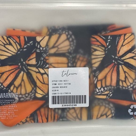 Toluca Swim bottoms - Cora Midi bottom in Monarch - orange butterflies - Picture 4 of 8